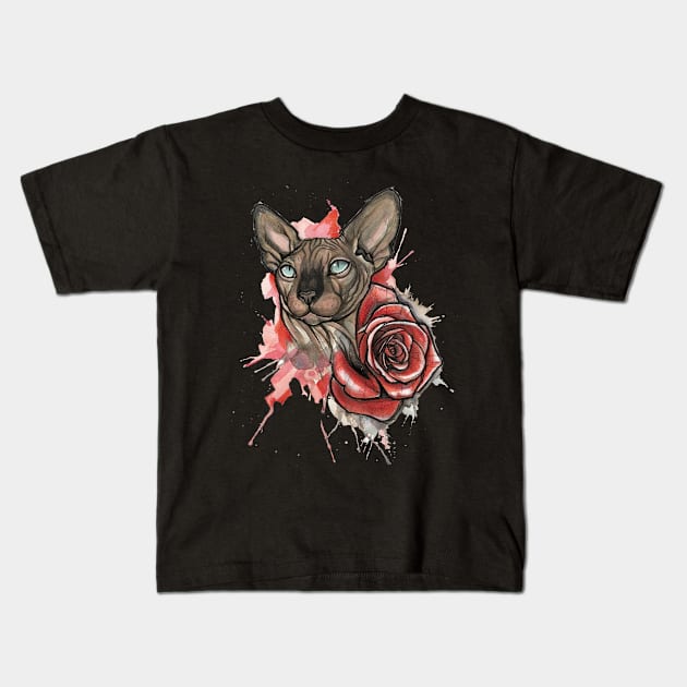 sphynx cat t-shirt Kids T-Shirt by drip12